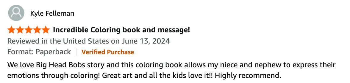 Five star Amazon review: Incredible Coloring book and message!
