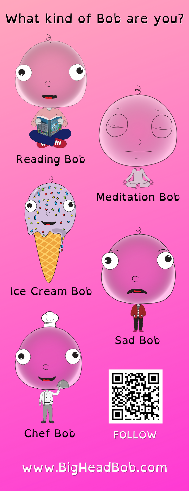 Bookmark | Big Head Bob Reverseable Bookmarks - Adorable Page Companions! (2 for 1 Deal)