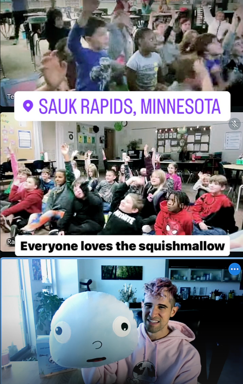 A classroom in Sauk Rapids, Minnesota with the Squish Bob pillow