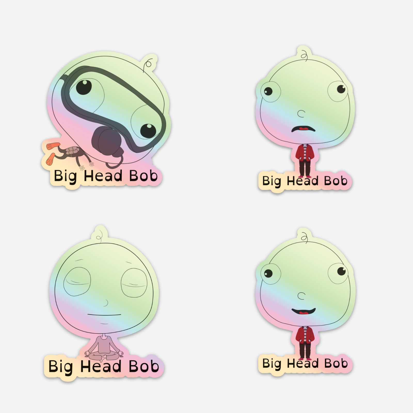 Holographic Bob Sticker Pack - 4 Stickers 1 Price