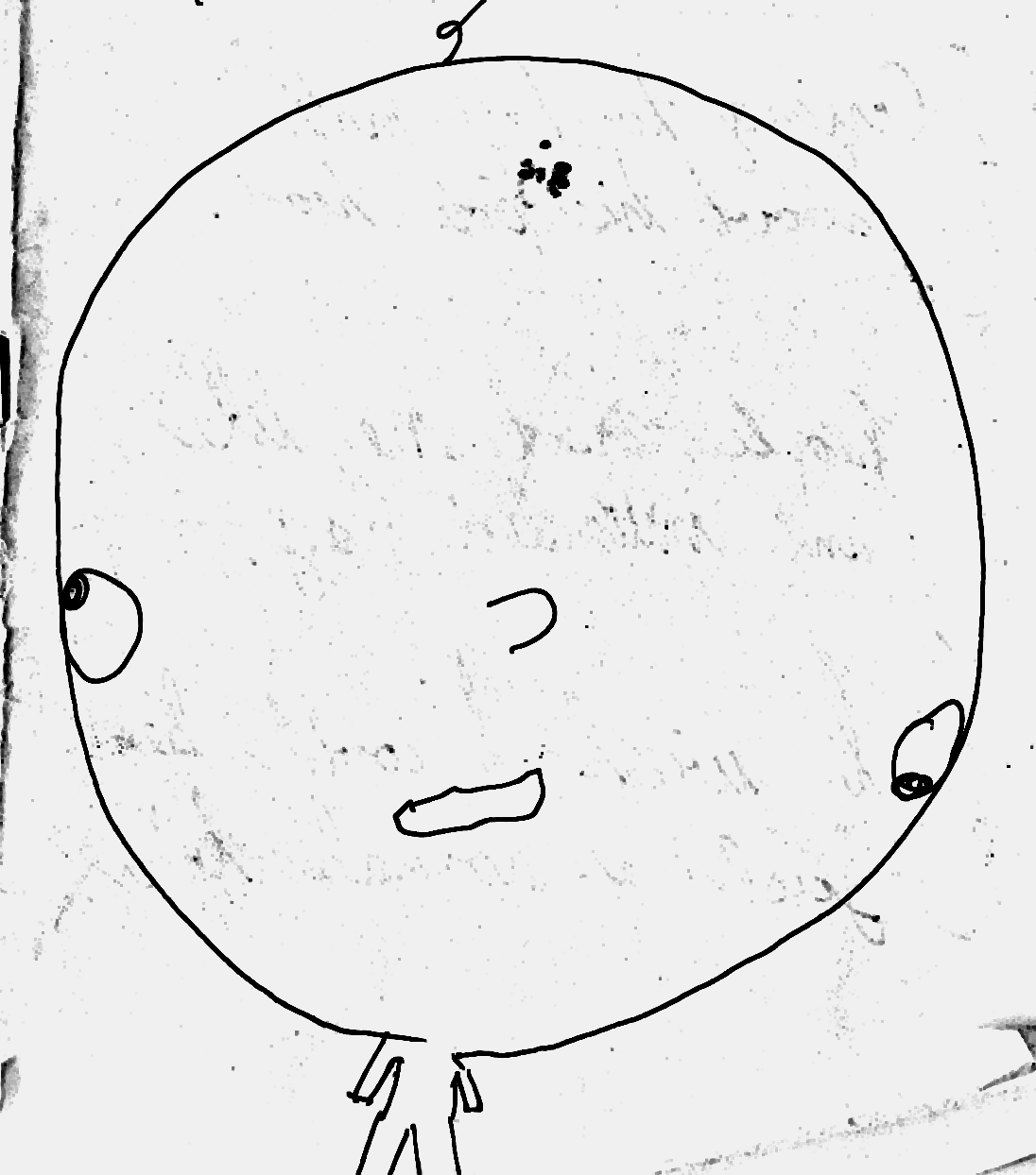 David Bradley's original childhood drawing of Big Head Bob on paper